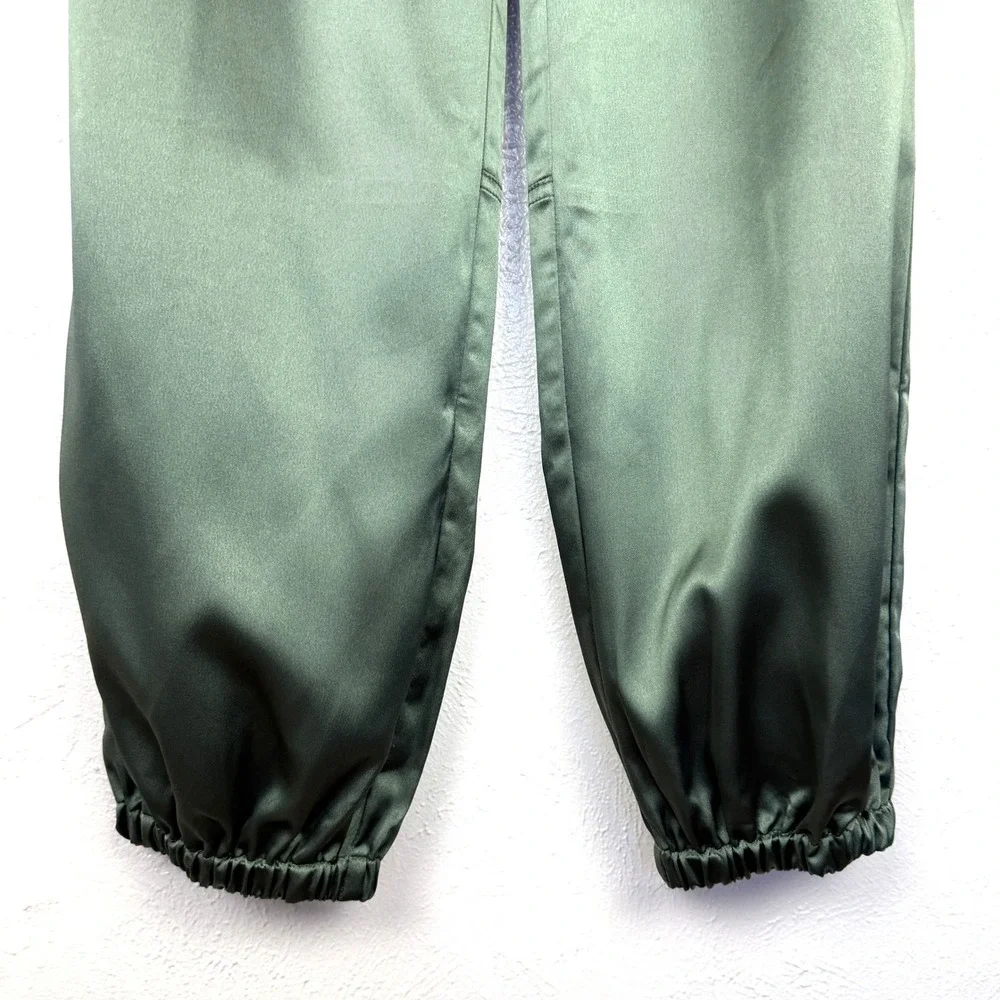 Anthropologie Maeve Parachute Satin Jogger Belted Green Pants  Size 2 - Picture 4 of 11